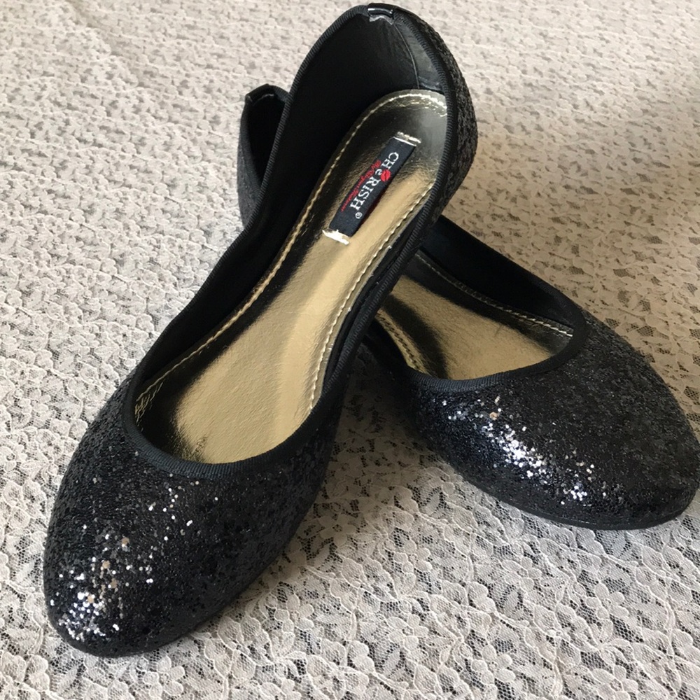 ❗️SOLD❗️Black Glitter Flats